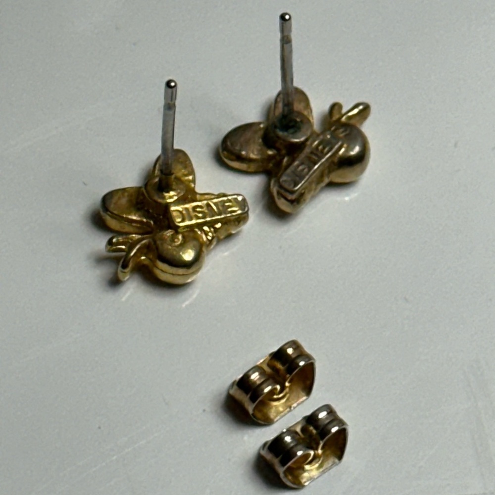 DISNEY Signed Vintage Bee 🐝 Gold Stud Earrings | Cute Bumblebee Pierced GUC - Picture 3 of 6